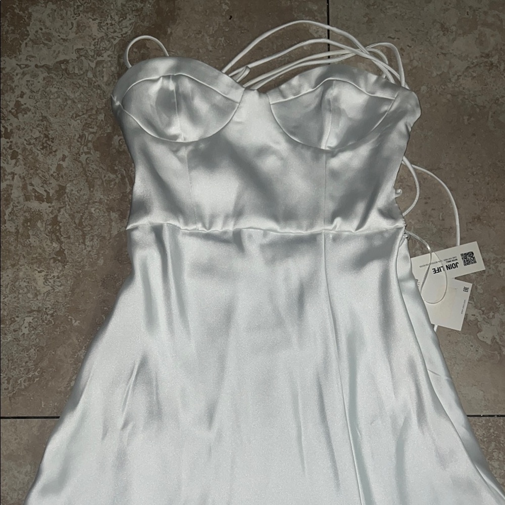 Zara White Chemise with Spaghetti Straps and Sweetheart Neckline